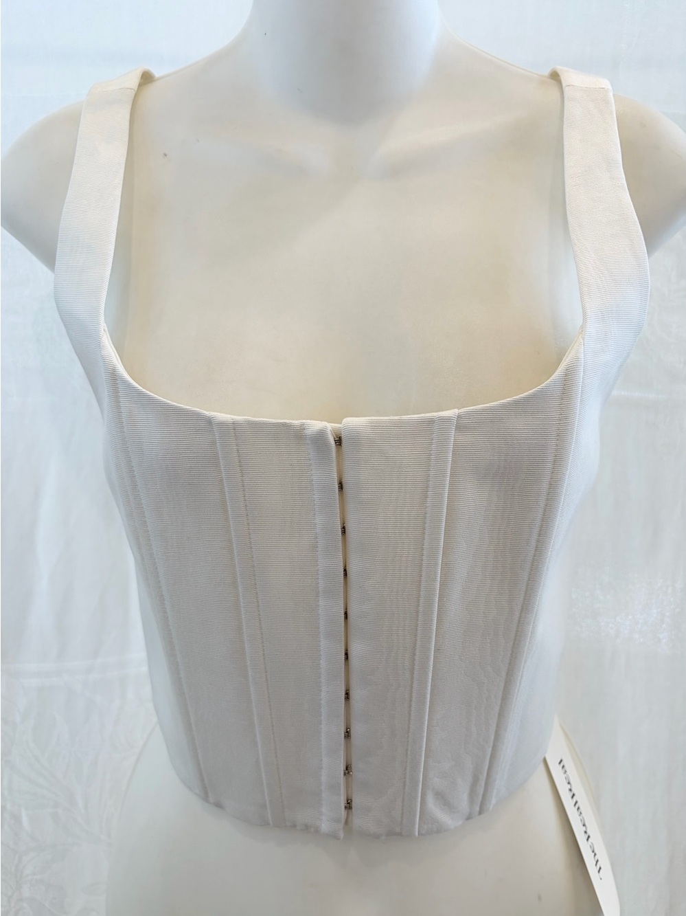 NWT ALICE & OLIVIA Off-White Ivory Boned Crop Corset Top 6 $225